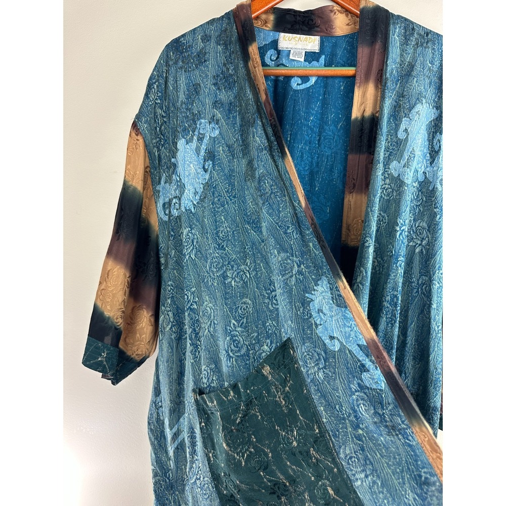 Kusnadi NY Floral Jacquard Kimono Open Cardigan One Size OS Hippie Artsy *Flawed - Picture 3 of 16